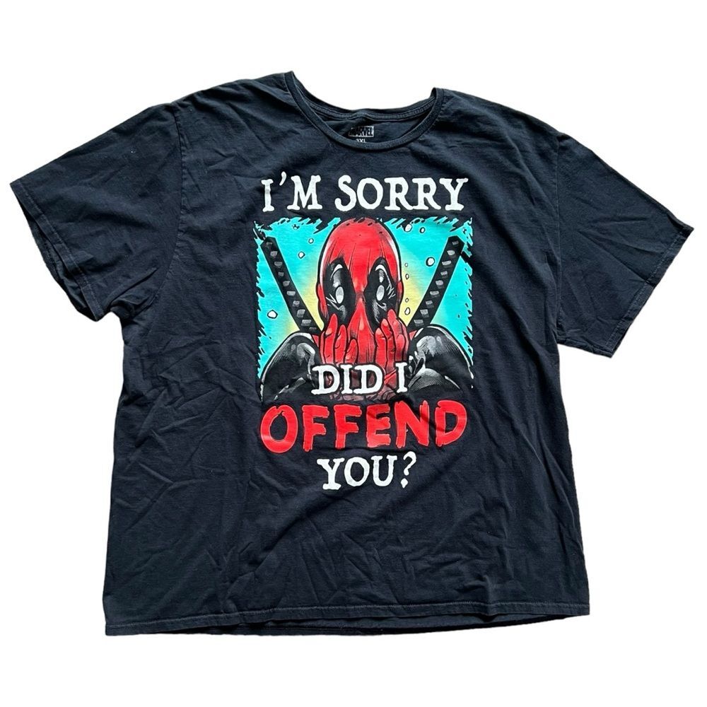 Marvel Deadpool I'm Sorry Did I Offend You Black Short Sleeve T-Shirt Size 3XL